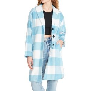 NWT BB DAKOTA BY STEVE MADDEN Berries and Cream Buffalo Check Coat S